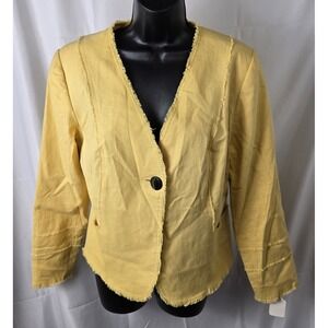 Monroe & Main Womens 12 Linen Jacket 80S Yellow NWT Vintage NEW Boho Cottagecore